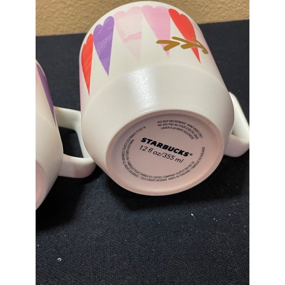 Starbucks Valentine Heart Ceramic Coffee Mug Set Of 2 - Picture 9 of 11